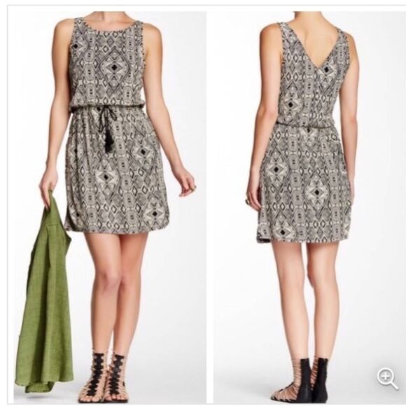 Lucky Brand Boho Mosaic Print Blouson Dress Medium - Picture 1 of 13